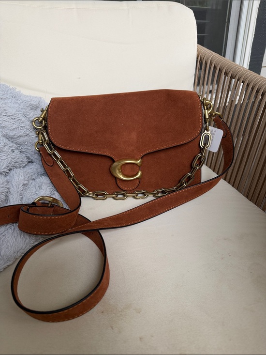 Handbags - Coach Saddle Bag in Rust Suede with Chain Strap